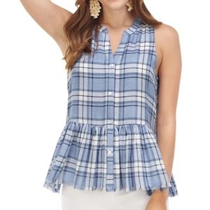 Mudpie Peplum Top,Small,Blue & White